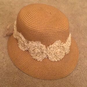 Paper Tan Floral Cream Summer Beach Hat by August Hat Co.